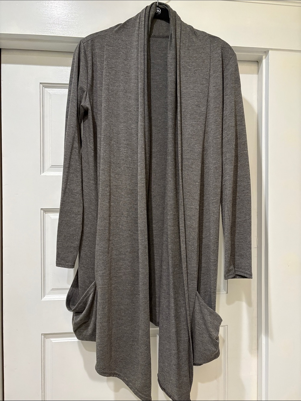 Soft Open-Front Draped Cardigan in Gray